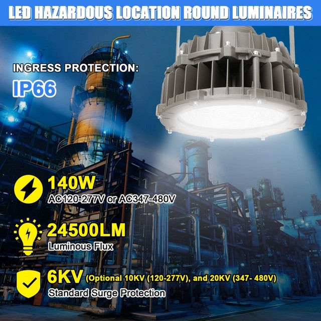 Industrial Explosion Proof Light 140W Classl Class Ll for Warehouse Chemical Hazardous Lighting IP66 with Emergency Battery