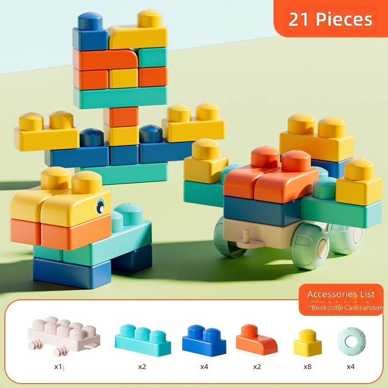 Soft rubber building blocks -21+1 car