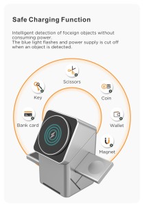 <span class=keywords><strong>Cargador</strong></span> Inalámbrico Rápido Justlink 15W 3 en 1 con Soporte Magnético para Teléfono Inteligente, Reloj y Auriculares - Product Image 4
