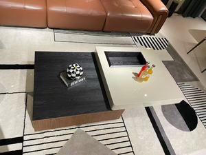 Juego de Sofá y Mesa de Centro de Cuero de Lujo para Decoración de Sala de Estar, Juego de Mesa de Centro para Espacios Pequeños - Product Image 5