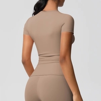 Maßgeschneidertes Kurzarm-Oberteil für Damen Fitness Yoga Bekleidung Gym Workout Freizeit Sportshirt
