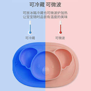 Children's Silicone Dinner Plate 32cm X 22cm Food Grade Anti Slip Suction Baby Feeding Tray 0-12 Months - Product Image 4