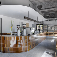 Comptoir en porcelaine haut de gamme, élégant et moderne, pour bar à café, comptoir de magasin avec éclairage LED, design imperméable et écologique