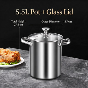 Household Instant Soup <b>Pot</b> for Cooking Pasta with Filter Screen 304 Stainless Steel Deep Fryer - Product Image 3