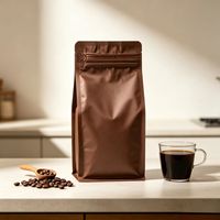 Sachet à café à fond plat anti-odeur avec logo personnalisé, valve, en aluminium Mylar, fermeture éclair PE, pour emballage de grains torréfiés
