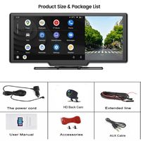 Dash Cam DVR portabel, layar IPS 10.26 "nirkabel mendukung Carplay Android perekam Video Mobil navigasi SDK