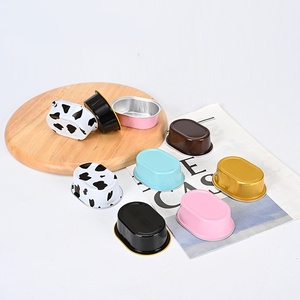 Wholesale Aluminum Foil Oval Cupcake Baking <strong>Cups</strong> with Lids,Ellipse Cupcake Foil Liners <strong>Mini</strong> Cake Containers for Flan Pudding - Product Image 3