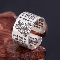 Bague Bouddha Anello Buddha Heart Sutra Otto Patroni Simple Dominante Bague Bouddha Ouverte