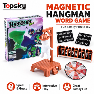 Jeu de société magnétique Hangman : Jeu de devinettes de mots sur tableau magnétique pour l'intérieur, la famille, la salle de classe et les fêtes - Product Image 1