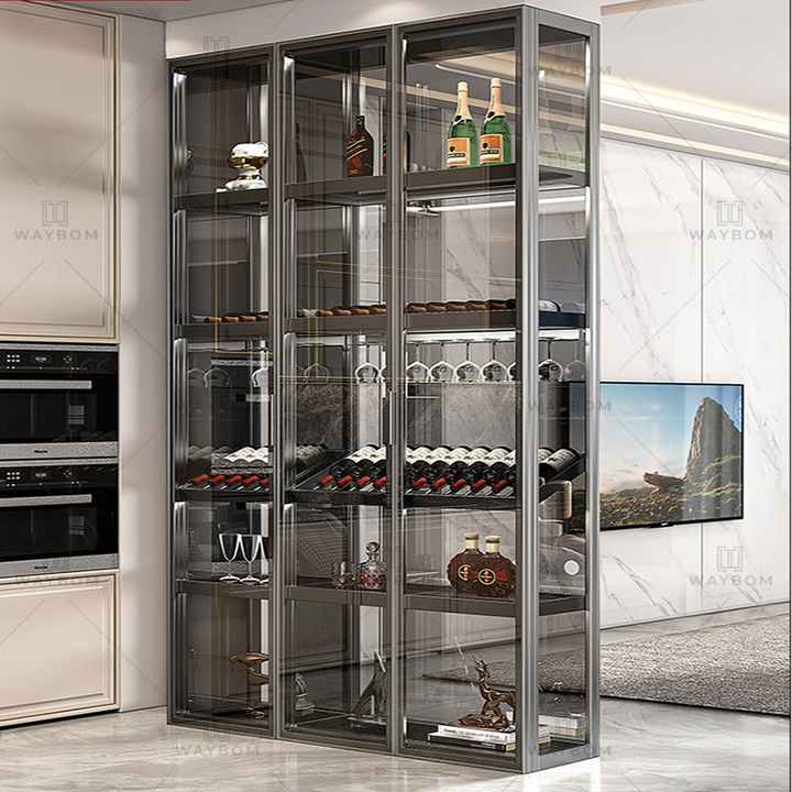 Modern Luxury Wall Glass Wine Cabinet Storage Living Room Furniture ...