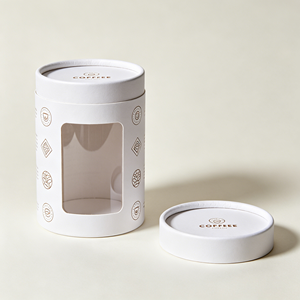 Biodegradable Kraft Cylinder Box Diecut Window Thick Cardboard Tube Coffee Bean Packaging For Wholesale - Product Image 6