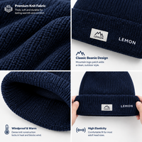 Bonnet d'hiver côtelé en tricot pour l'extérieur avec logo tissé, coupe-vent, chaud, revers pliable, pour la randonnée, le ski, les trajets quotidiens, logo personnalisé