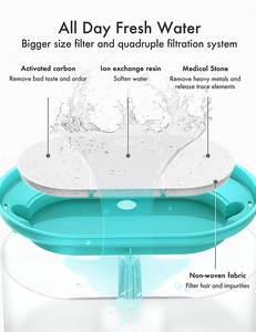 Pompe ultra silencieuse avec système de filtration triple pour un fonctionnement continu, <span class=keywords><strong>fontaine</strong></span> <span class=keywords><strong>à</strong></span> eau potable fraîche professionnelle pour chats, chiens et animaux domestiques - Product Image 4