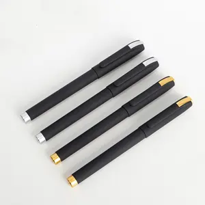 Custom Logo Print Rubber Coated Gel Ink Pen With Metal Signature Plastic Gel Pen