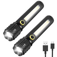 Lampe de poche LED pour camping en plein air, lumière puissante et longue portée, charge USB, corps en alliage d'aluminium et ampoule LED