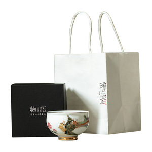 Tasse de dégustation Shangyan Dragon Phoenix Master Cup en porcelaine blanche de Dehua plaquée or avec boîte cadeau - Product Image 5