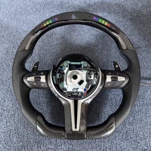LED auto sterzo in fibra di carbonio Custom in pelle in fibra di carbonio per <span class=keywords><strong>BMW</strong></span> 3 <span class=keywords><strong>serie</strong></span> <span class=keywords><strong>M3</strong></span> M6 F30 Z4 X6 F10 F11 F30 F33 F36 F20 E90 - Product Image 1