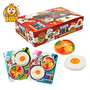 High quality sweets 2in1 pizza and fried egg shape fruit flavor soft gummy candy