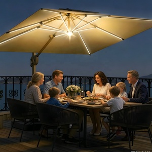 Parasol d'extérieur moderne et minimaliste en métal avec fonction rotative, grande auvent commercial pour terrasse et jardin en plein air - Product Image 2