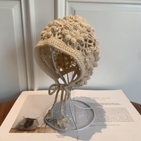 Sombrero de cubo de lana para niños de otoño e invierno, sombrero de bebé de Color sólido con protección auditiva tejida a mano pura para Niñas para uso en la playa