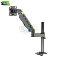 Support de bureau ergonomique pour ordinateur de bureau, gestion des câbles réglable, support de bras de moniteur à ressort unique en aluminium fin de qualité supérieure