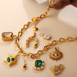 The Gilded Luxe Haute | 18K PVD Gold Plated Stainless Steel Zircon Charm Pendant | Waterproof, Hypoallergenic & Tarnish Free - Product Image 2