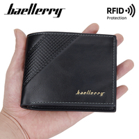 Dompet Pria Baellerry 2024, Dompet Lipat RFID untuk Perjalanan, Multi-Kartu, Kulit Embos, Panjang Pendek, Kulit PU, Carteira Masculina