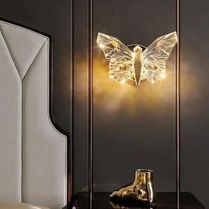 Lampe murale papillon créative nordique pour chambre à coucher, chevet, mur de fond de salon simple, lampe murale pour couloir et escalier - Product Image 2