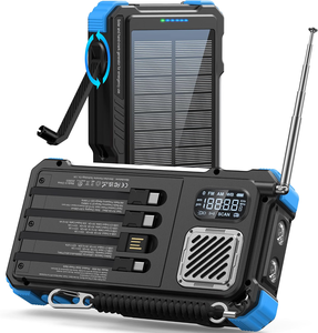 Banco de Energía Solar de 20,000mAh con Radio AM/FM, Generador de Manivela, Radio Meteorológica NOAA, Alarma SOS de Emergencia para Exteriores, Cargador Rápido y Linterna LED - Product Image 1