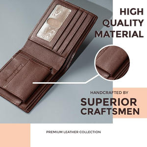 Classical Leather Wallet for Men <b>Slim</b> Credit <b>Card</b> <b>Holder</b> Front Pocket Leather Short Bifold Designer Trendy Pocket Mens Wallet - Product Image 2