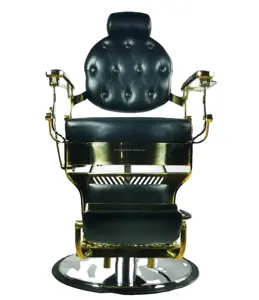 DREAMSALON Hot Sale hair dressing equipment Reclining Vintage salon furniture set Black and Gold heavy duty barber chair