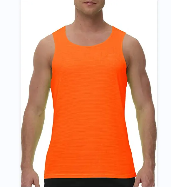 Hoge Kwaliteit Custom Logo Sublimatie Print Neon Kleur 100% Polyester Tank Top Spier Mouwloze Shirts Voor Mannen