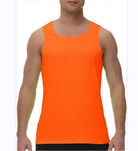 high quality custom logo sublimation printing neon color 100% polyester tank top muscle sleeveless shirts for men
