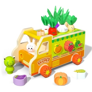 Juguete educativo de madera personalizado para niños pequeños, rompecabezas de coche a juego de animales, juego de gusano de captura de rábano para niños en edad preescolar - Product Image 1