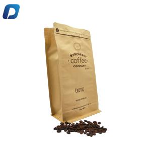 โลโก้ที่กำหนดเองพรีเมี่ยมที่มีคุณภาพกระดาษคราฟท์บล็อกด้านล่างกระเป๋าเมล็ดกาแฟถุง<span class=keywords><strong>ผง</strong></span> - Product Image 1