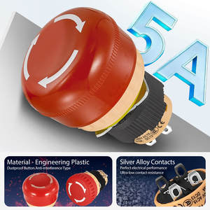 यजिया 16 मिमी प्लास्टिक विद्युत आपातकालीन स्टॉप बटन ला16 ccccccccc tv से, रोह जलरोधी आईपी 65 - Product Image 3