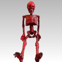 Esqueleto Sangriento Realista para Decoración de Halloween, Accesorios de Terror con Articulaciones Totalmente Posables, Huesos de Cuerpo Humano para Cementerio, Jardín y Exteriores