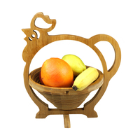 Vente en gros Plateau à fruits pliable en bambou Séchoir en forme de poulet avec poignées Récipient de service pour fruits et aliments