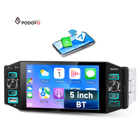 Podofo Radio MP5 para Auto de 1 Din con Pantalla Táctil Incell de 5 Pulgadas, Estéreo, CarPlay/Android Auto Inalámbrico, Perilla Frontal, Tipo C, USB, FM/RDS, OEM, CE y RoHS
