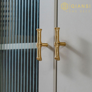 Qiansi HK0501 Poignée <span class=keywords><strong>de</strong></span> meuble en laiton à joint en <span class=keywords><strong>bambou</strong></span> pour armoires <span class=keywords><strong>de</strong></span> cuisine Armoires Placard T-Bar Porte Pull Durable pour tiroir - Product Image 3