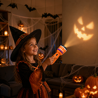 Lampe torche de projection d'Halloween avec 24 images, jouet éducatif pour enfants, découverte visuelle, idéal pour les fêtes, déguisements ou friandises, cadeau éducatif