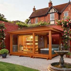 غرفة ساونا عائلية مربعة الشكل لعام 2026 متوفرة لفترة محدودة تتسع لـ 4-6 أشخاص، ساونا خارجية على شكل برميل مع مجموعة دش - Product Image 6