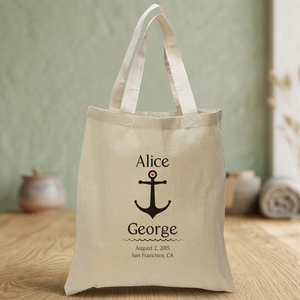 Bolsa de Bienvenida para Boda Anchor's Away - Ecológica, 100% Algodón, 6 Oz. Bolsas de Regalo de Lona de 15x16 Pulgadas Aprox. Manijas largas de 24 pulgadas para - Product Image 3