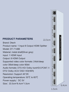 DTECH 4k HDMI switcher 1 in 8 out 1x8 port hub 1080p HDMI splitter per <span class=keywords><strong>TV</strong></span> macchina fotografica - Product Image 3