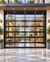 Porte pliante IdealDoor en alliage d'aluminium avec cadre transparent en verre, coupe-vent et design moderne