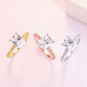 Anillo Dylam con Piedra Grande, Plata de Ley, Circonita Cúbica, Baño de Oro Rosa, Anillos de Compromiso y Boda con Diamantes para Mujer - Product Image 2