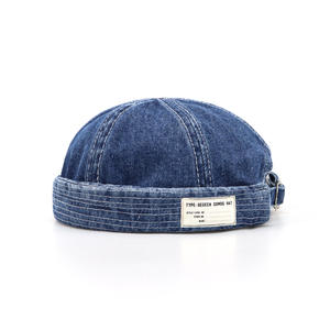 Casquette de marin américaine rétro tendance en coton denim pour homme et femme, style japonais artistique, avec étiquette en tissu - Product Image 5