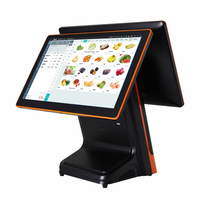 Máquina de pago POS de pantalla dual 15 + 15/11.6 pulgadas Windows 10 Android Google GMS SERVER Barato Windows 10/Android POS Caja registradora