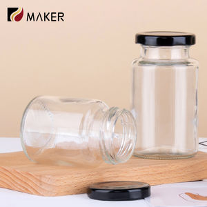 25ml 50ml 75ml 100ml 200ml Contenant cylindrique pour cornichon en grains de café et thé Grand pot en verre de stockage pour sauce chili et confiture avec couvercle noir - Product Image 2