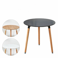 Table à manger ronde moderne blanche en gros avec pieds en bois pour cuisine, salon, table basse de loisirs